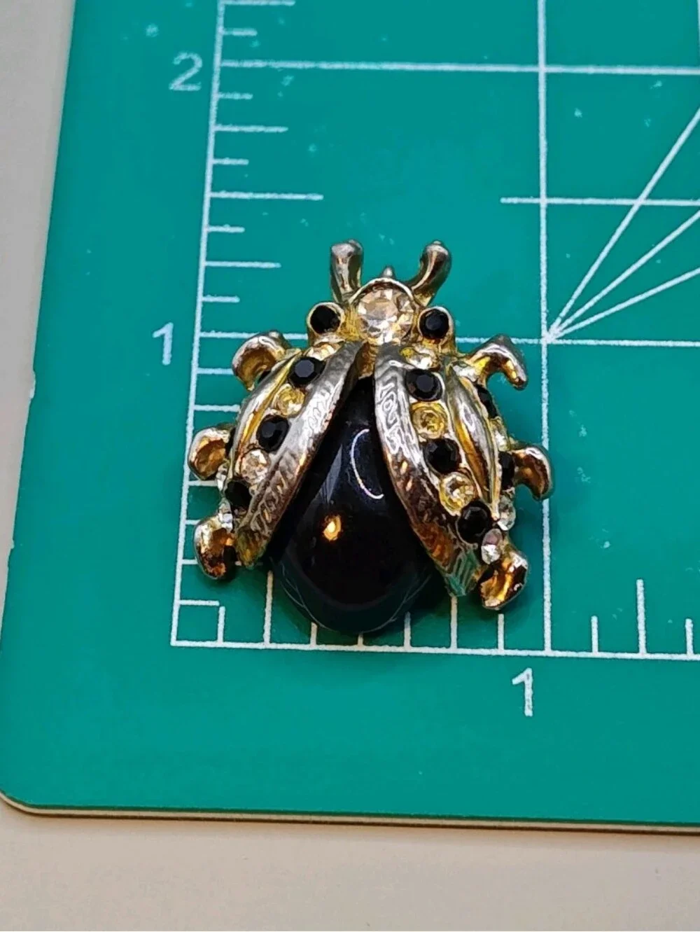 Vintage 3 Bug Incect Brooches Rhinestones Garden Ladybug Lapel Pins Gold Tone